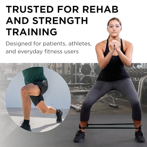 THERABAND Resistance Tubes, Professional Latex Elastic Tubing For Physical Therapy, Lower Pilates, At-Home Workouts, & Rehab, 12 Inch, Padded Cuffs, Black, Special Heavy, Advanced Level 1