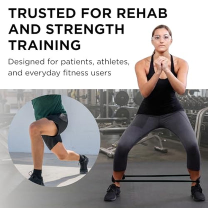 THERABAND Resistance Tubes, Professional Latex Elastic Tubing For Physical Therapy, Lower Pilates, At-Home Workouts, & Rehab, 12 Inch, Padded Cuffs, Black, Special Heavy, Advanced Level 1