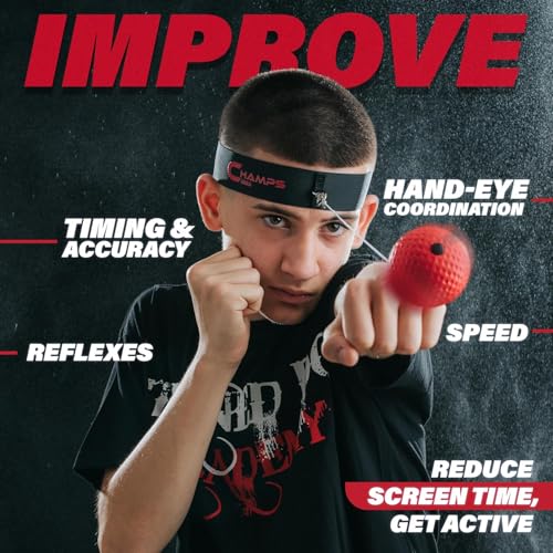 Champs MMA Boxing Reflex Ball Set with Punch Counter App – Hand-Eye Coordination & Speed Training Kit
