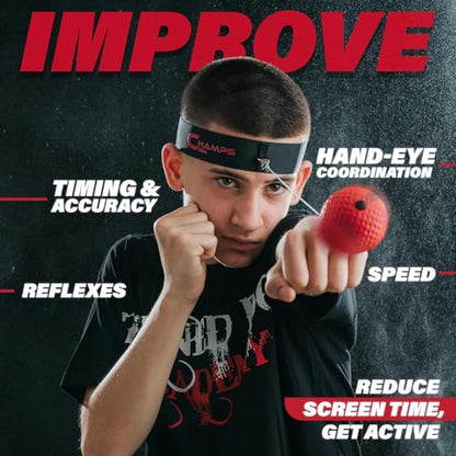 Champs MMA Boxing Reflex Ball - Boxing Gear Fight Speed Bpunching Ball Equipment Ideal for Reaction Speed and Hand Eye Coordination