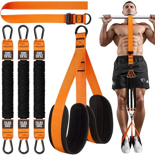HPYGN Two Foots Pull Up Assistance Bands, Heavy Duty Resistance Band for Pull Up Bar, Adjustable Weight/Size with Fabric Feet/Knee Rest, Bands for Pull Up Assist for Strength Training, Pull Up - color: 1-Orange