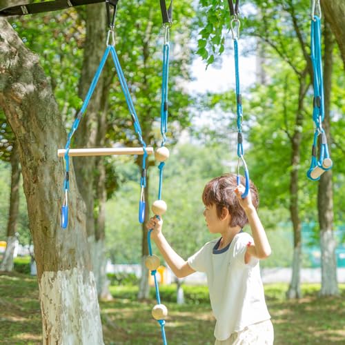 Trapeze Swing Bar with Gymnastic Rings | Sturdy Steel Construction | Warrior Accessories for Obstacle Course | Great for Indoor & Outdoor Use - Ages 3+