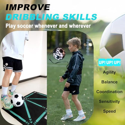 Non-Slip Thickened Soccer Training Mat with Guide - color: Black-Blue