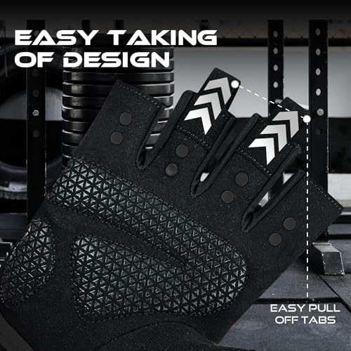 Workout Gloves for Men & Women - Fingerless Gym Gloves with Palm Protection, Breathable & Lightweight for Weightlifting, Cycling & Pull Up