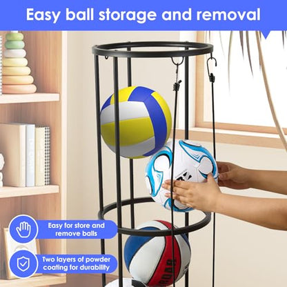 Garage Ball Storage Rack for Basketball & Soccer, Metal Wall-Mount - size: Medium size