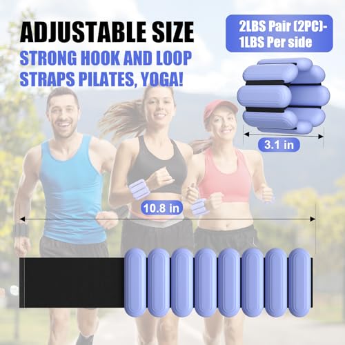 Wrist & Ankle Weights for Women, Wearable Strong Arm & Leg Weights Set of 2(1Lbs Each), Adjustable Ankle Weights for Walking, Yoga, Dance, Barre,Gym,Exercise,Pilates,Walking Running - color: blue