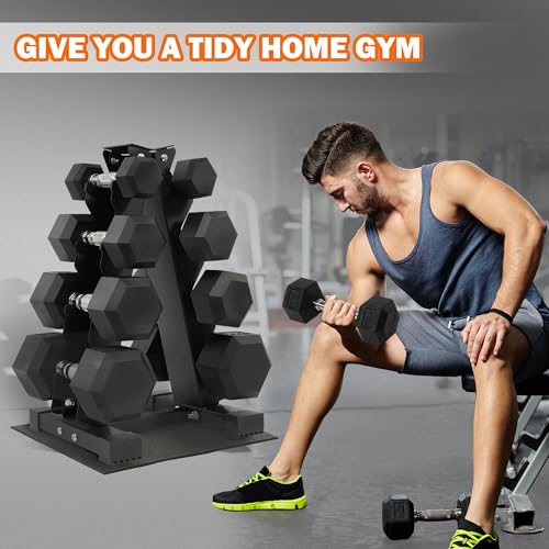 Fitvids Rubber Coated Hex Dumbbell Set with Storage Rack, 100/150/200/550 LB Hand Weight Set with Anti-Slip Grip for Home Gym