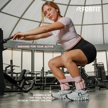 FORFIT | Wrist Weights | Ankle Weights for Women and Men - 2LB Pair (1LB Each) with Resistance Bands | Weights Dumbbells set for Yoga, Pilates, Physical Therapy, Walking | Adjustable Dumbbells Sets for Gym & Home