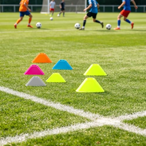 30pcs Soccer Cones: Sturdy Disc Cones for Sports Training - Spot Markers - Plastic Training Equipment for Field Marking and Agility Obstacle Practice