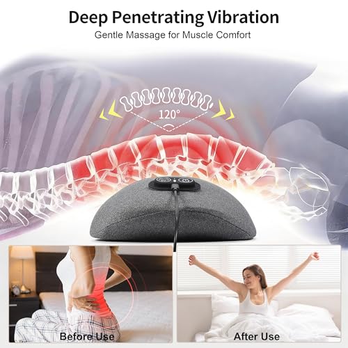 Lower Back Massager, with Heat and Vibration | 3-In-1 Stretch & Massage, Adjustable Modes, Memory Foam Lumbar Pad for Daily Relaxation, Fits Most Chairs, Sofas & Beds