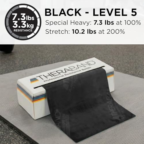 THERABAND Resistance Bands 6 Yard Roll, Black, Special Heavy Latex Band for Strength Training, Upper & Lower Body Exercise, Physical Therapy, Core Workouts, Rehab & Home Fitness