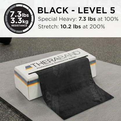 THERABAND Resistance Bands 6 Yard Roll, Black, Special Heavy Latex Band for Strength Training, Upper & Lower Body Exercise, Physical Therapy, Core Workouts, Rehab & Home Fitness