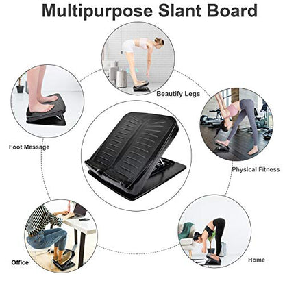 Slant Board, Calf Stretcher Ankle and Foot Incline Board for Stretching Tight Calves or Plantar Fasciitis Adjustable 4 Level (330 lb Capacity), Strength Training Equipment Leg Machines - color: Black