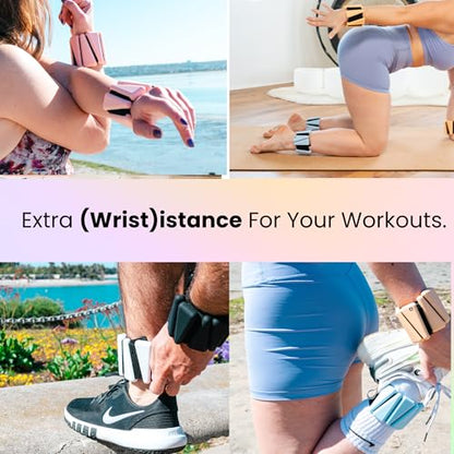 OmWeights Premium Weighted Bangles – Stylish Wrist and Ankle Weights for Women and Men | Cardio, Yoga, and Pilates Ankle Weights for Women and Men | Adjustable Leg and Arm Weights 1lb Each - color: Amber Blush