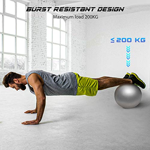 Cikyner Soft Pilates Ball, Small Exercise Ball 9 Inch Mini Gym Ball with Inflatable Straw, Suitable for Pilates, Yoga, Full Body Training, Physical Therapy and Balance improving at Home, Gym & Office - color: Gray
