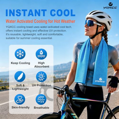 4 Pack Cooling Towels (40"x12"), Ice Cool Neck Towel, Soft Breathable Microfiber for Gym, Yoga, Golf, Running, Camping & All Hot Weather Activities - color: 2 Light Blue/ 2 Purple