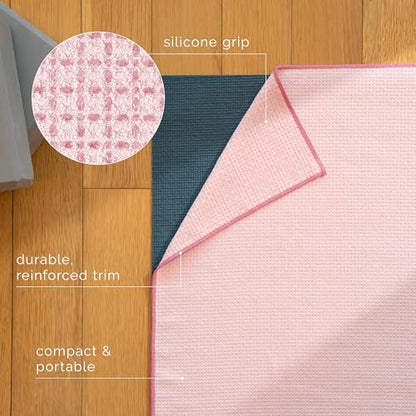 S&T INC. Yoga Mat Towel with Non-Slip Grip, Enhanced Silicone Grip, Soft and Absorbent for Gym, Pilates, and Hot Yoga Mat, 1 Pack, 24 inches x 72 inches, 340GSM, Pink - color: Pink