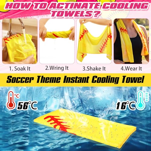 24 Pcs Softball Team Gifts, Include 12 Cooling Towels 40'' x 12'' Workout Towels 12 Portable Fan Handheld Fan for Souvenir Rewards Gift Filler Sport Party Favors