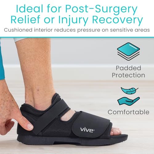 Vive Rounded Post Op Shoe for Injured Foot - Orthopedic Recovery Shoes for Women, Men - Lightweight, Adjustable Medical Walking Shoe for Post Surgery, Stress Fracture, Bunions, Sprains - Left or Right (X-Small)