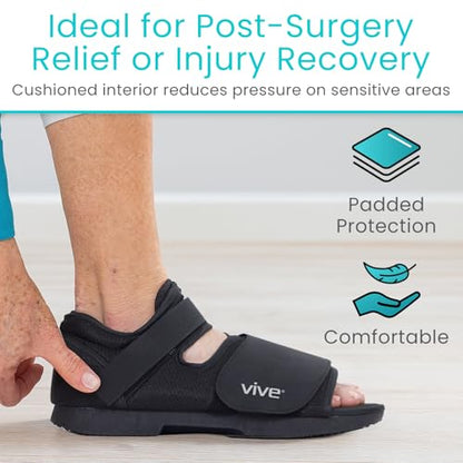Vive Rounded Post Op Shoe for Injured Foot - Orthopedic Recovery Shoes for Women, Men - Lightweight, Adjustable Medical Walking Shoe for Post Surgery, Stress Fracture, Bunions, Sprains - Left or Right (X-Small)