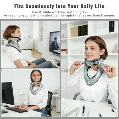 Zenopax Neck Stretcher Cervical Traction, Adjustable Neck Traction Device, Neck Stretcher for Neck Pain Relief with Dual-Adjustable Chin Rest, Ergonomic & Breathable for Home Use, Office(Olive Green)