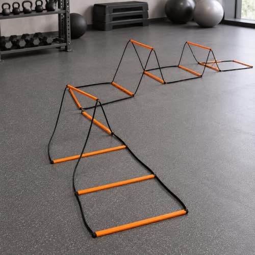 Qianly Kids Agility Ladder, Speed Ladder Training for Football & Soccer, 15ft Agility Speed Ladder with Storage Bag, Team Conditioning Equipment, Agility Agility Ladder 10 Grid