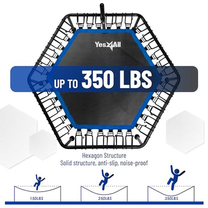 Yes4All Rebounder Trampoline for Adults, 48-Inch, 350 LBS Stable & Silent Exercise Trampoline for Rebounding, Jumping Cardio - color: Handle