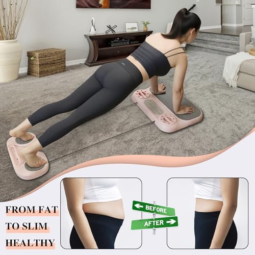Multifunctional 5-in-1 Pilates Board – Ab Core Trainer with Push-Up Handles, Resistance Bands, Core Slider Pads, Massage Ball, Portable and Foldable Home Gym Fitness Equipment