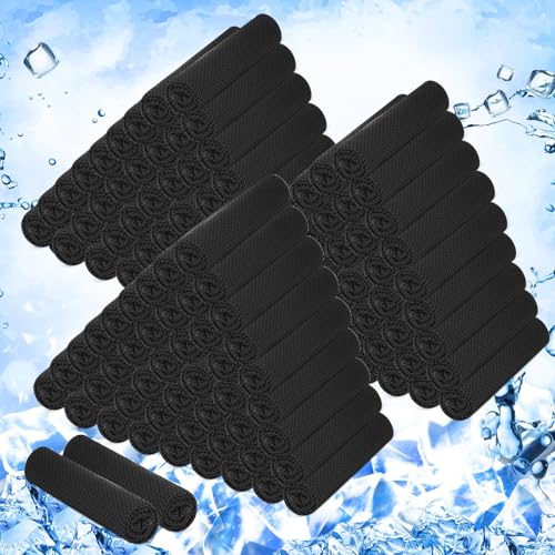 150 Pack Cooling Towels Bulk 40 x 12 Inch Large Chilly Breathable Sweat Sports Cold Towels Sublimation Microfiber Ice Neck Rag for Hot Weather Workout Gym Team Gift (Black) - color: Black