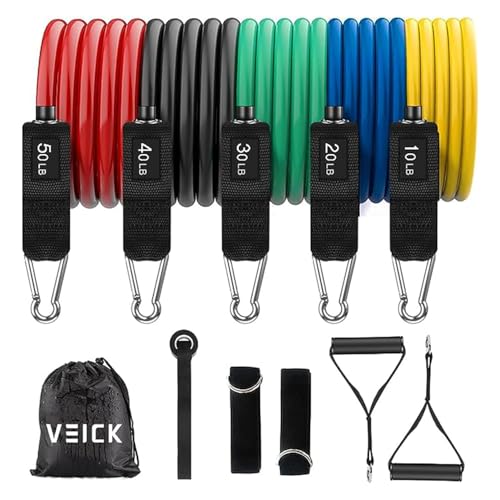 VElCK Resistance Bands Set with Handles for Exercise, Workout and Home Gym - color: Colorful, size: 10-150LBS