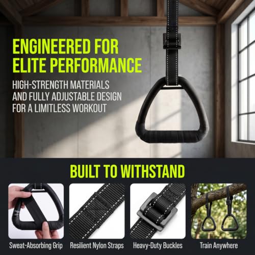 Gymnastic Rings, Gymnastic Rings Equipment, Pull-up Gymnastic Rings, Home Gymnastic Rings no-Punch bar Lanyard for Training Workouts - color: Black