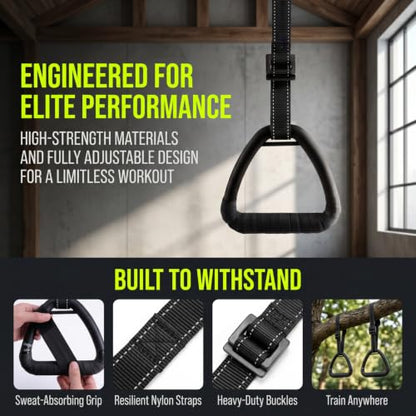 Gymnastic Rings, Gymnastic Rings Equipment, Pull-up Gymnastic Rings, Home Gymnastic Rings no-Punch bar Lanyard for Training Workouts - color: Black