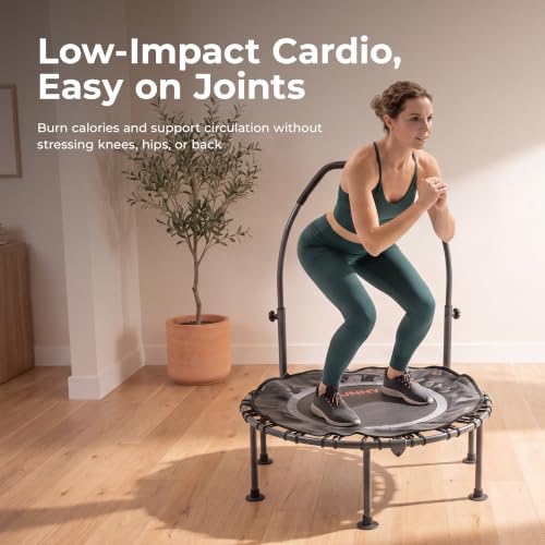 Sunny Health & Fitness 36"/40"/48" Bungee Exercise Trampoline with Handlbar - size: 36" Trampoline