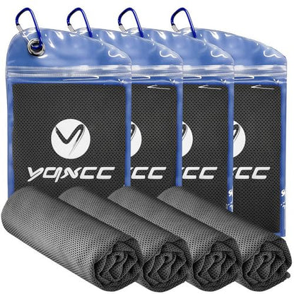 4 Pack Cooling Towels, Instant Cooling Neck Wraps, Ice Towel | 40" x 12" Soft Breathable Microfiber Chilly Towel for Face & Neck, Ideal for Gym, Yoga, Golf, Running, Camping & Hot Weather - color: 4 Dark Gray