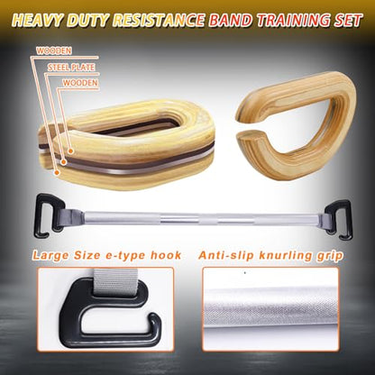 J Bryant Bamboo Resistance Band Workout Platform - Complete Set with Tube Bands, Handles, Bar & Loop Hooks for Full-Body Strength, Rehab, Mobility & Functional Training - style: Set C