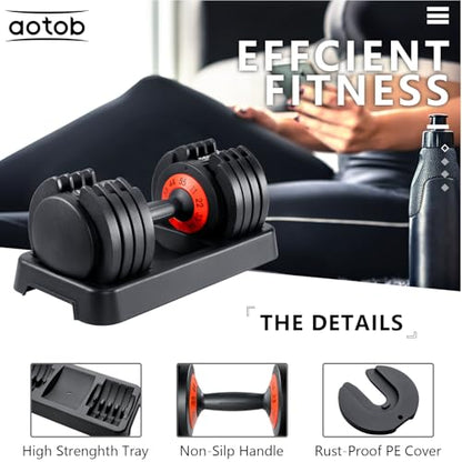 AOTOB Adjustable Dumbbell Set 25/55 Lbs (Pair) Set of 2 - color: 55lbs Black-Pair