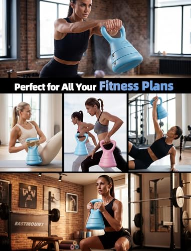 EAST MOUNT 15LB Adjustable Kettlebell Set – 3-in-1 (5/9/15 LB), Compact Adjustable Weights, Wide Triangle Handle and Wrist-Friendly Design for Home Gym, Full-Body Workouts and Strength Training - color: Blue