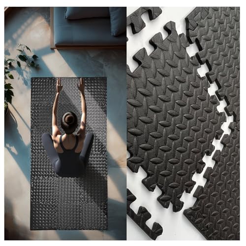 3x6 Feet Interlocking Foam Floor Mats (18-Pack) - 0.4"（10mm Thick Gym Mats for Home Workouts, Exercise & Play - Puzzle Tiles for Home Gym, Yoga, Kids Area.
