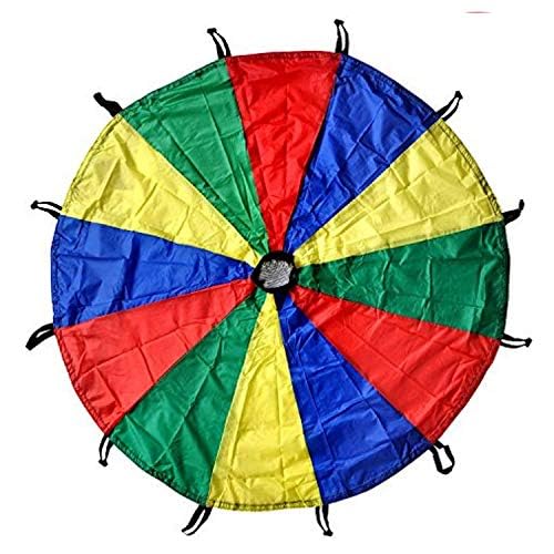 GSi Kids Play Parachute Rainbow Parachute Toy Tent Game for Kids Gymnastics Cooperative Play and Outdoor Playground Activities (6 Feet)