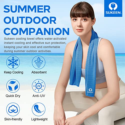 Sukeen 4 Pack Cooling Towels (40"x 12"), Cooling Neck Wraps, Soft Ice Towel - color: Blue/Grey/Green/Pink