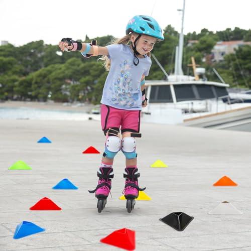 48 Pack Soccer Cones for Training, Flexible Agility Disc Cones with Carry Bag and Strap, Mini Sports Practice Equipment for Football Basketball Drills (8 Colors)