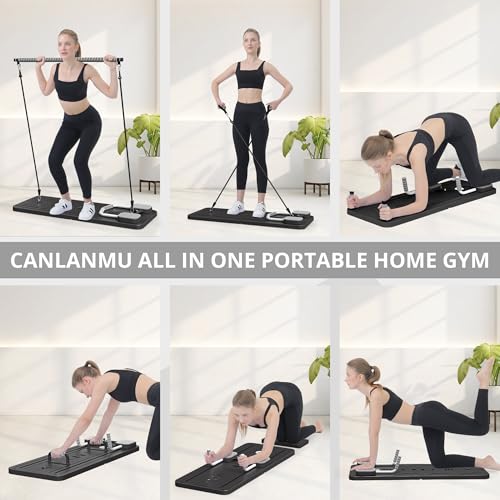Pilates Board - Pilates Reformer Set, Multi-Purpose Foldable Pilates Reformer Board for Home, 5 in 1 Pilates Sliding Board - color: Black Set