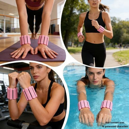 Wrist & Ankle Weights for Women Men, 1lb/2lb/4lb Set of 2 - Adjustable Wearable Weighted Bands, Waterproof Silicone Arm & Leg Weights for Pilates, Yoga, Walking, Dance, Home Workout & Gym