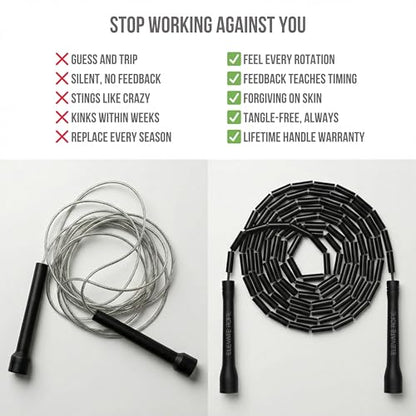 Pro-Grade Beaded Jump Rope for Beginners - color: Black