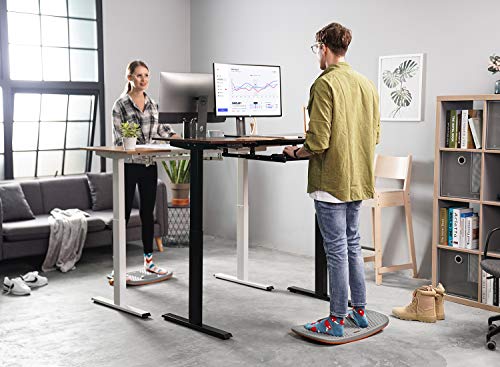 FEZIBO Standing Desk Mat with Anti Fatigue Bar, Wooden Wobble Balance Board with Ergonomic Design Comfort Floor Mat