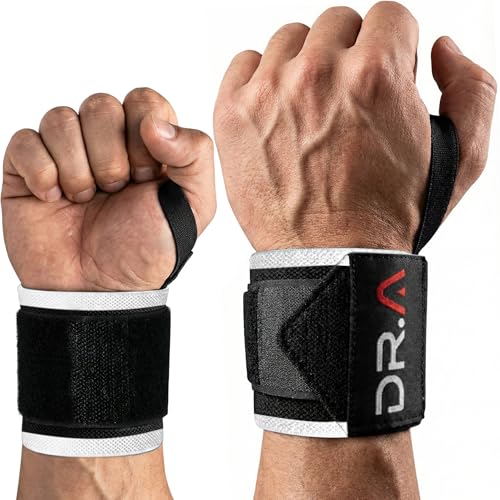 Dr. Arthritis Weight Lifting Wrist Wraps with Thumb Loop, Heavy-Duty Wrist Straps for Weightlifting, Hybrid Training, Olympic Lifts & Calisthenics, Non-Slip Gym Wraps for Men & Women (Black&White) - color: Black & White (Gym Brace Pair)