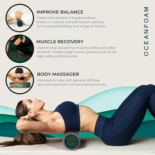 Tidal Roller - Hunter, Gold & Natural Marbled - Muscle Massage Foam Roller for Back Pain & Stretching - Firm & Ergonomic Wide Wave Textured - Yoga, Athletics, Wellness - Full Size, 20" x 5" - color: Hunter, Gold & Natural Marbled