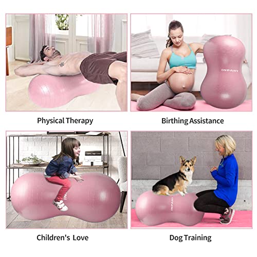 INPANY Peanut Ball - Anti Burst Exercise Ball for Labor Birthing, Physical Therapy for Kids, Core Strength, Flexible Seating, Home & Gym Fintness, Sensory Chair Wiggle Seat for Boys and Girls