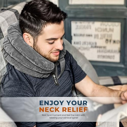 Cervical Neck Stretcher and Cervical Traction Device, Inflatable Neck Traction Device for Home Use, Decompression Devices and Support Brace for Pinched Nerve Relief, Extender Pillow and Hammock