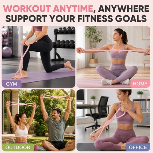 Figure 8 Resistance Bands for Women & Men, Exercise Bands for Arms, Shoulder, Leg & Back Stretching, Non-Slip Handles, Home Gym, Yoga & Physical Therapy - Toning, Posture Correction
